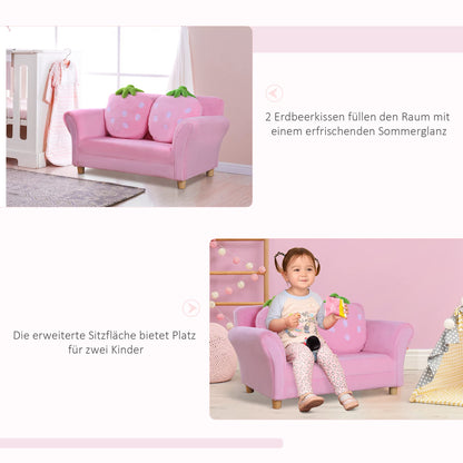 HOMCOM Kids Sofa Kids Chair Sofa Couch Children Chair Kid's Room Soft Sofa Double Sofa Single Sofa (Strawberry Sofa)