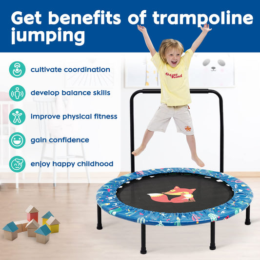 HOMCENT Kids Trampoline, 96 cm Mini Trampoline for Kids Indoor Outdoor Jumping Garden Trampolines