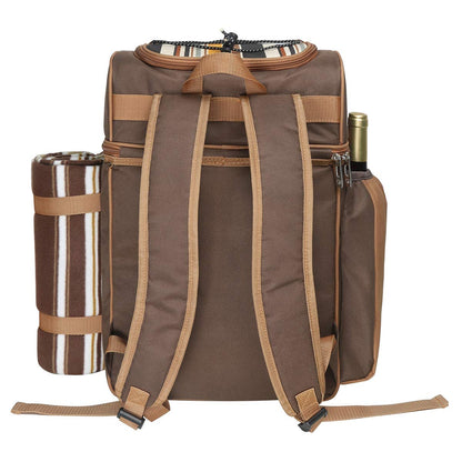 Hap Tim picnic backpack cooler for 2 people with insulated leak-proof cooler bag, wine holder, fleece blanket, cutlery set, perfect for beach, day trips, hiking, camping.