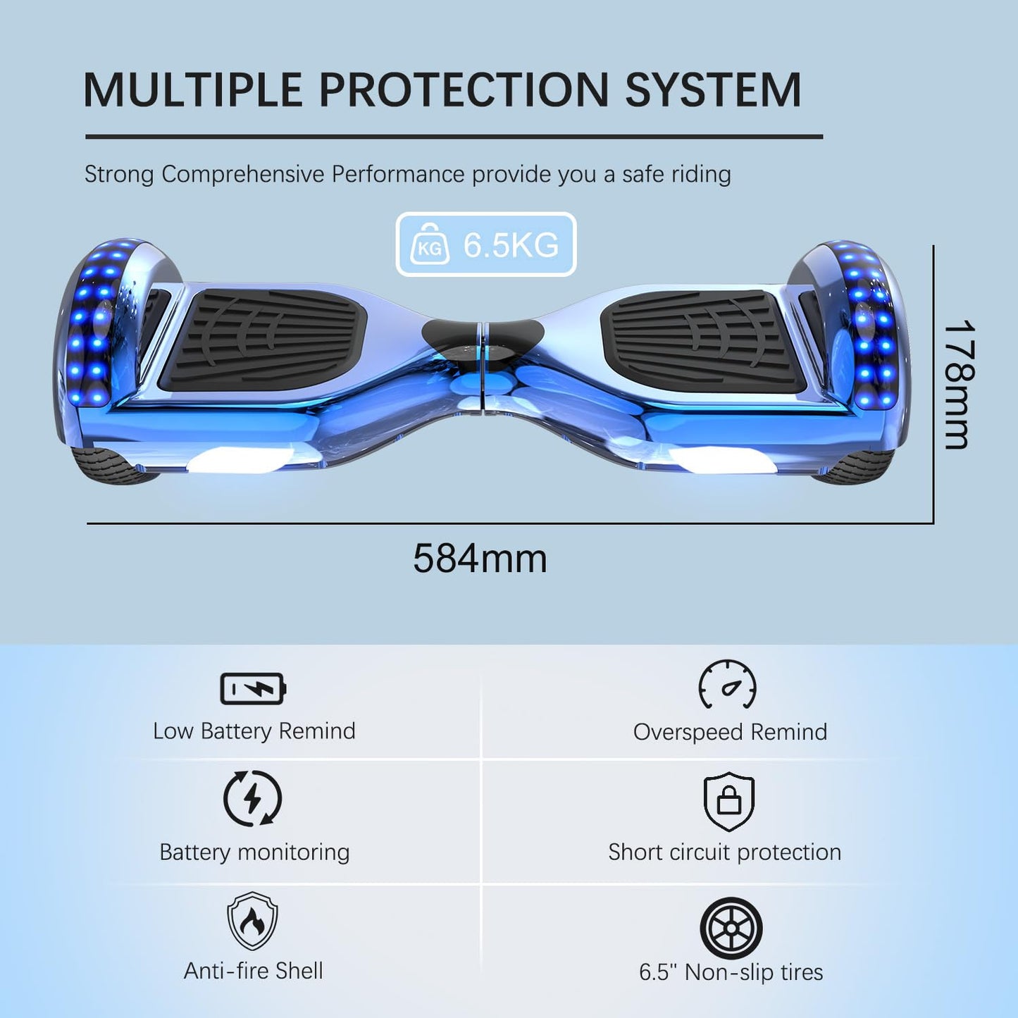 RCB Hoverboards with Seat Hoverkart complete for kids, Skateboard with set, Hoverboards with LED lights and Bluetooth, Gift for kids