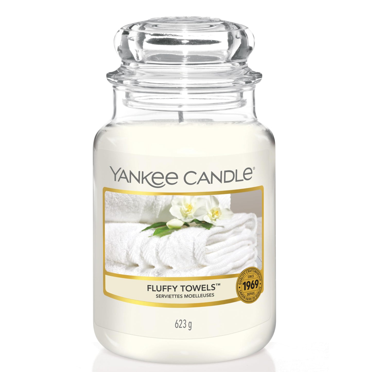 Yankee Candle jar candle (large) | Fluffy Towels | Candle with long burn time up to 150 hours | Perfect gifts for women