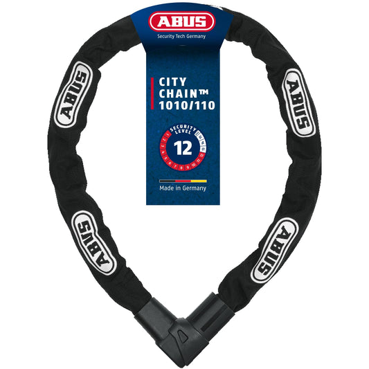 Abus chain lock Citychain 1010/110 - Bike lock made of hardened steel - Security level 12 - 110 cm - 12042 - Black, Black