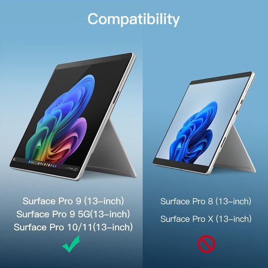 JETech Tempered Glass for Surface Pro 11/10 (2024)/Pro 9 (2022) 13-inch, 9H Screen Protector, Stylus Holder, Surface Pen, HD, clear, 2 Pack