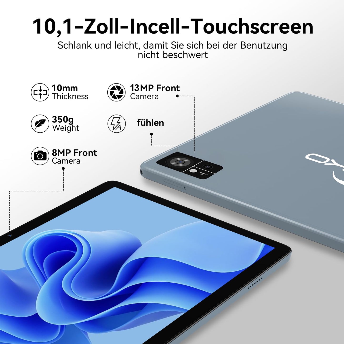 ZONKO 2025 Latest Android 15 Tablet 10 Inch with SIM Slots, 4G LTE Tablets PC 5G WiFi, 14GB RAM+128GB ROM(1TB TF), Octa-Core|8+13 MP|GPS|8000 mAh|Tablet with Keyboard Mouse Stylus, Bluetooth 5.0, GMS (Gray)