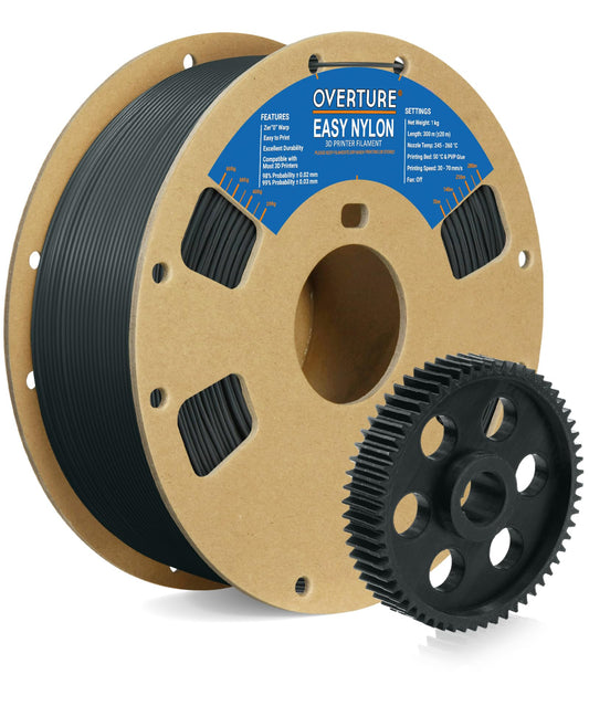 OVERTURE Filament Nylon Gray 1.75mm, Polyamide (PA) 1kg spool (2.2lbs), Dimensional Accuracy +/- 0.03mm, for 3D Printer (Gray)