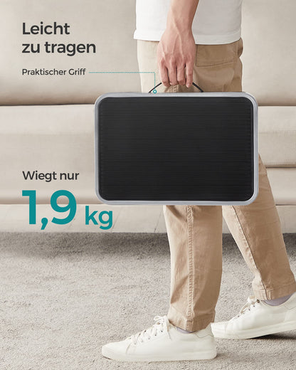 SONGMICS Step Stool, Folding Step Ladder, One-Step Steel Ladder, Non-Slip Step Surface, Holds up to 150 kg, Size unfolded 32 x 44 x 17.5 cm, gray GSL001G01