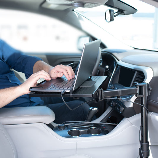 VIVO Single Laptop Car Mount, fully adjustable extension, notebook stand for trucks, vans, and SUVs, joint and height adjustment, Black, MOUNT-CAR01