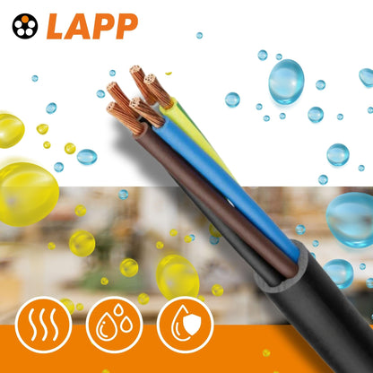 10 meters cable 1600103 H07RN-F 3x1.5 mm² rubber cable flexible with protective earth I UV resistant cable for outdoor use I oil resistant I flame retardant I connection cable 3G1.5 mm2 black