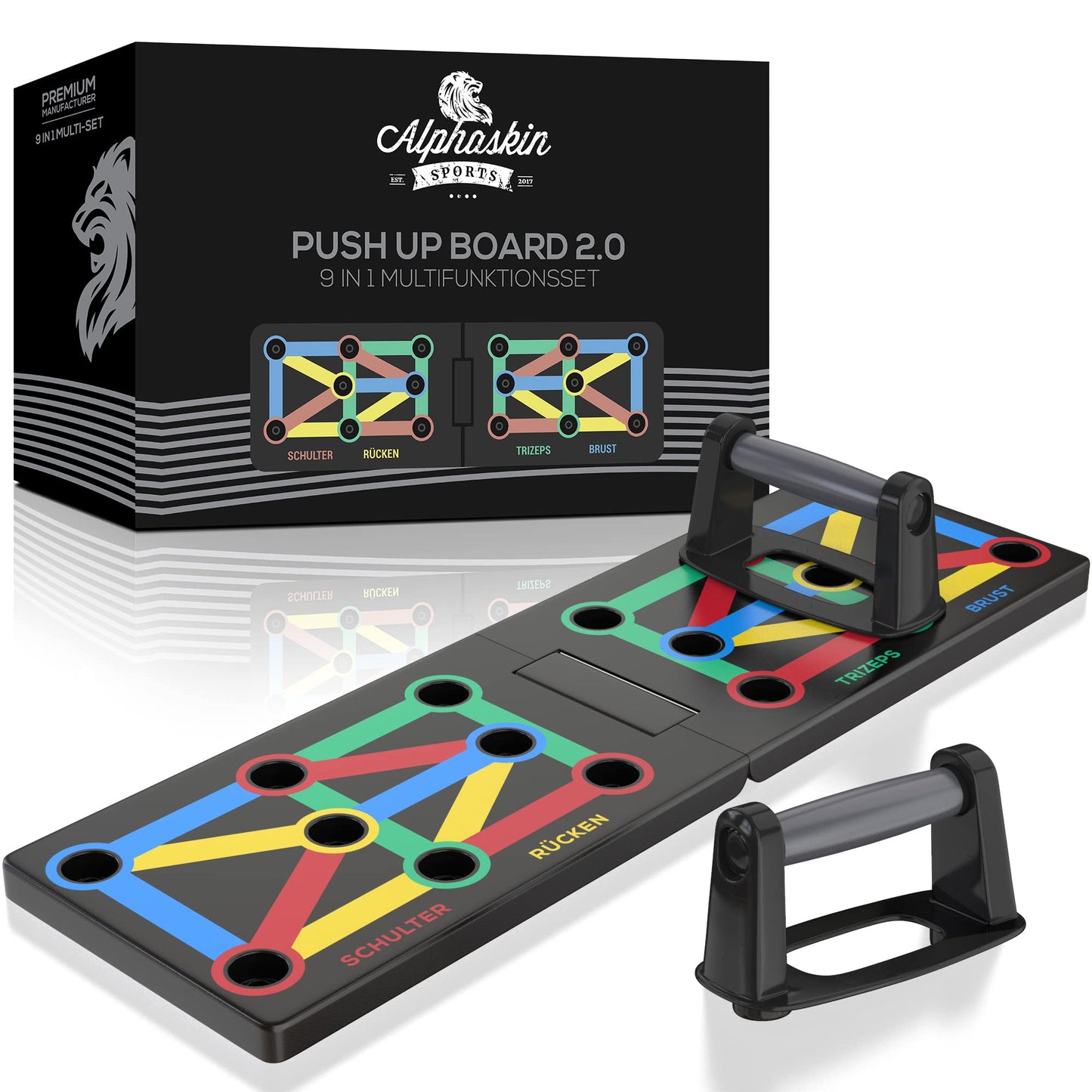ALPHASKIN Premium Push-Up Board Set I Enhanced Concept 2023 I Push-Up Handles Home Workout I 9 in 1 Push-Up Bar I Home Gym I Fitness Equipment for Home