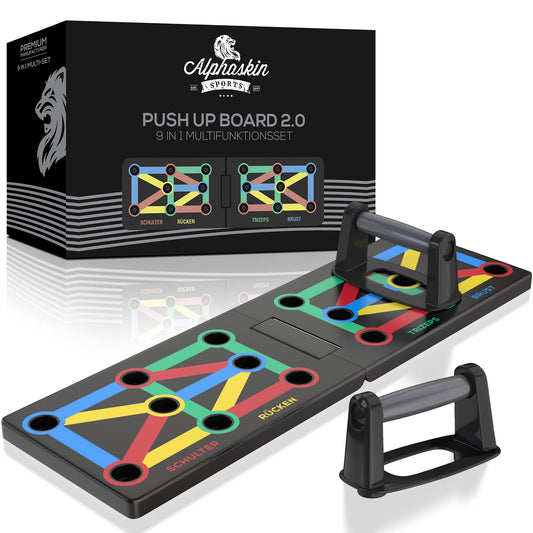 ALPHASKIN Premium Push-Up Board Set I Enhanced Concept 2023 I Push-Up Handles Home Workout I 9 in 1 Push-Up Bar I Home Gym I Fitness Equipment for Home