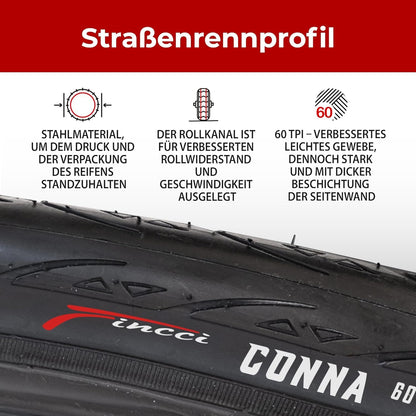 Fincci 28 Inch Bicycle Tires - Pair of 23-622 700x23c Tires with 28 Inch Bike Tubes and 1mm Puncture Protection, 60 TPI, for Road Bike, City Riding, Touring Bike Race, e Bike, 2 Pack Bike Accessories.