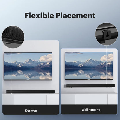 LEFANDI Soundbar for TV devices, Bluetooth speaker PC soundbar 2.1 channel surround sound home theater sound system remote control with AUX, HDMI ARC, USB, Coaxial, Optical for Phone, Computer, TV.