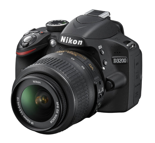 Nikon D3200 SLR digital camera (24 megapixels, 7.4 cm (2.9 inch) display, Live View, Full HD) kit including AF-S DX 18-55 VR II lens black