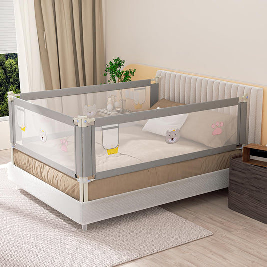 Ikodom bed rail 2X 200cm and 1x 180cm, adjustable height from 70-98cm, bed guardrail, safety rail for kids, easy to assemble baby bed rail.