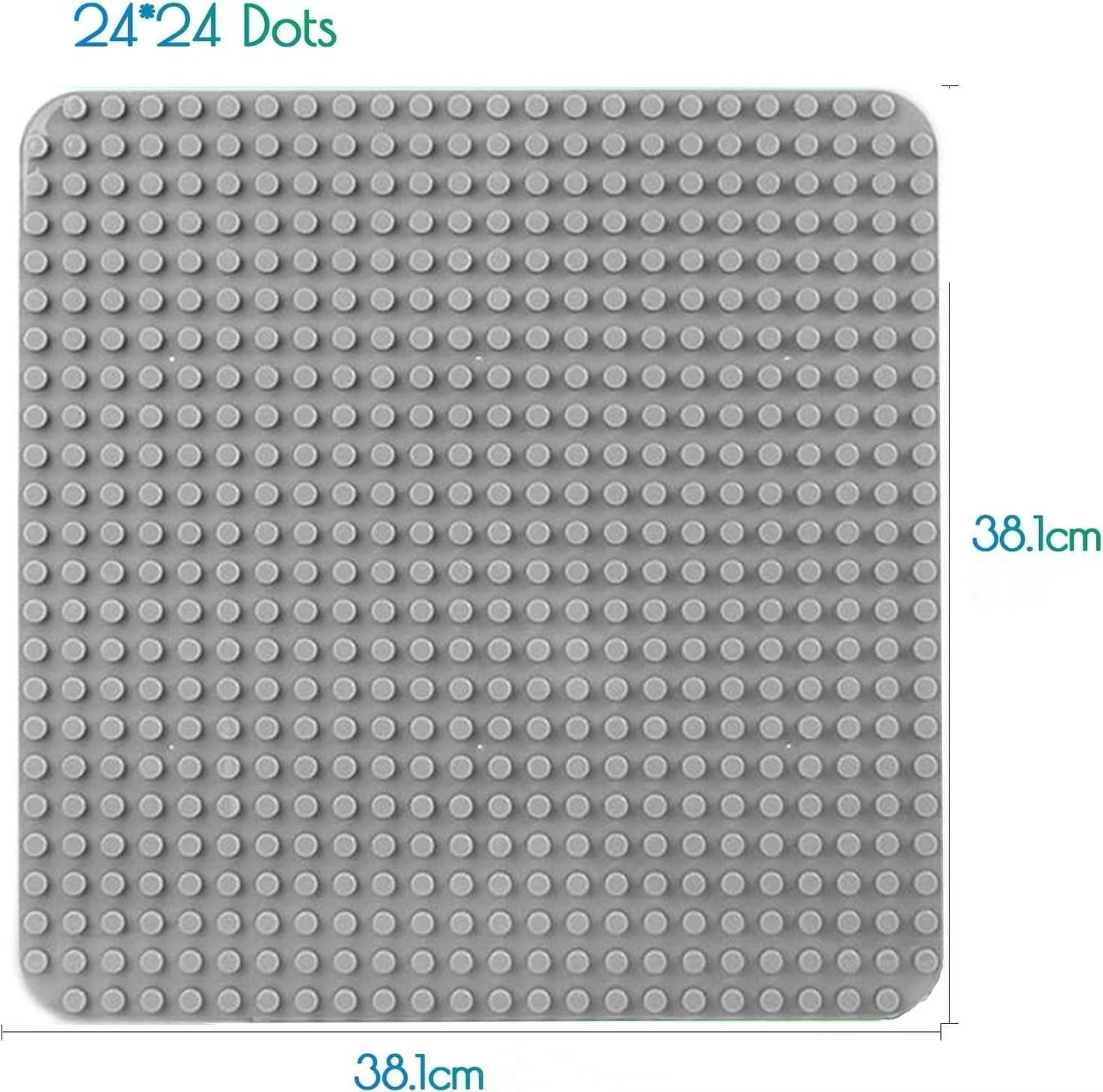Large building plate compatible with all leading brands. Classic baseplate for large building sets. 38*38cm plate set for creative preschool toys. 2PCS Gray.