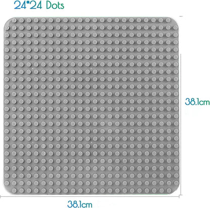 Large building plate compatible with all leading brands. Classic baseplate for large building sets. 38*38cm plate set for creative preschool toys. 2PCS Gray.