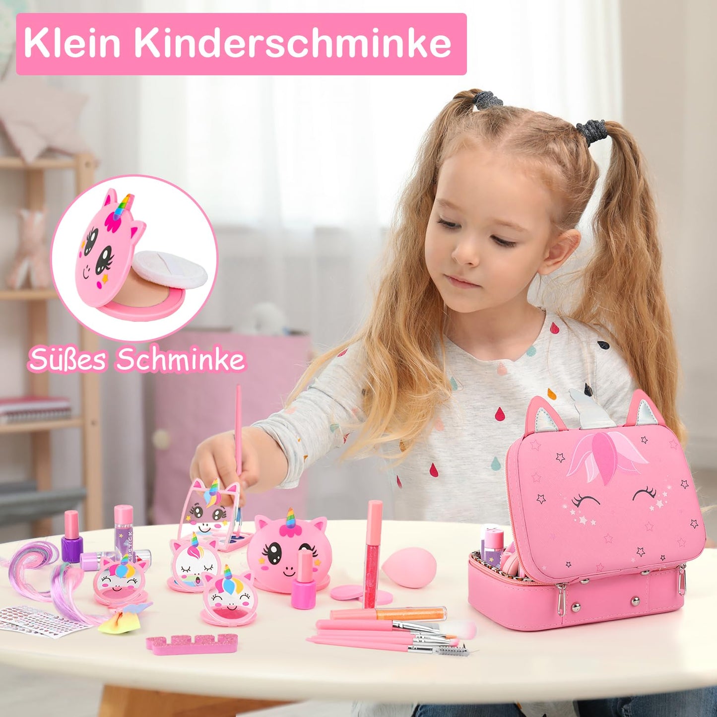 Children's makeup, makeup kit for girls, makeup toys - kids makeup set, makeup for children, makeup table gift toys for ages 3 to 12 years.