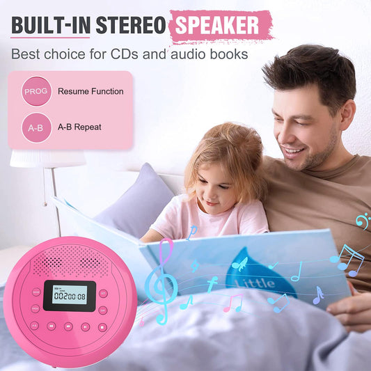 MONODEAL NEW 2025 Portable CD Player with Speaker, Portable CD Player, Rechargeable Discman CD Player for Car Kids, Anti-Skip Small CD Player for Audiobooks Music Listening.