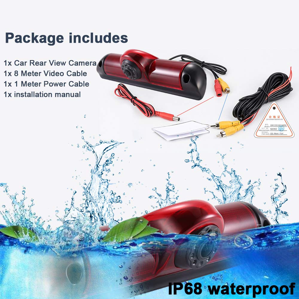 Car Roof Top Mount Brake Light Camera Brake Light Reverse Camera for FIAT Ducato/Peugeot Boxer/Citroen Jumper/Dodge+7" Inch DVD Monitor TFT Screen Truck Car LCD Display
