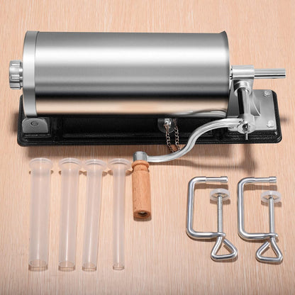 RELAX4LIFE 3 kg Sausage Stuffer Manual, Sausage Filling Machine with 4 Filling Tubes, Sausage Injector for Butcher Shop & Bakery & Kitchen & Restaurant, Sausage Press with Table Clamp, Sausage Maker made of Stainless Steel & Aluminum