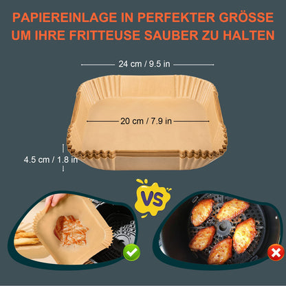 Airfryer XXL accessories hot air fryer accessories XL 5.5L square, hot air fryer accessories with parchment paper for COSORI Philips Innsky KLAMER 5.5L 6.2L air fryer.