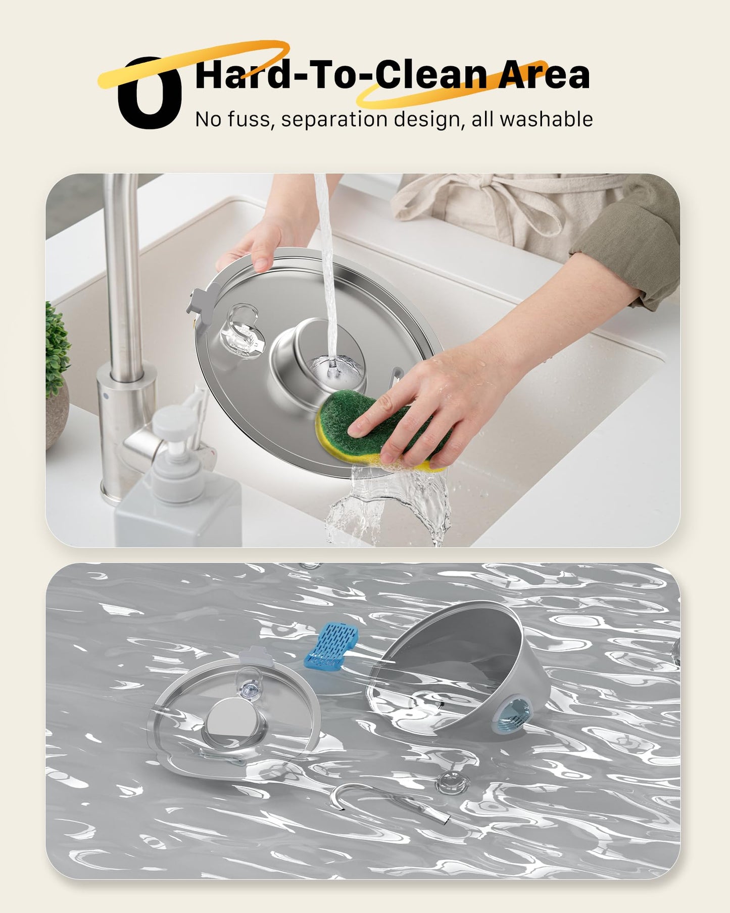 Cat fountain: 3.2L drinking fountain for cats with transparent window - Cat fountain for cats made of stainless steel in the shape of a water tap - Silent water pump - Multiple filtration - KOOGMOON