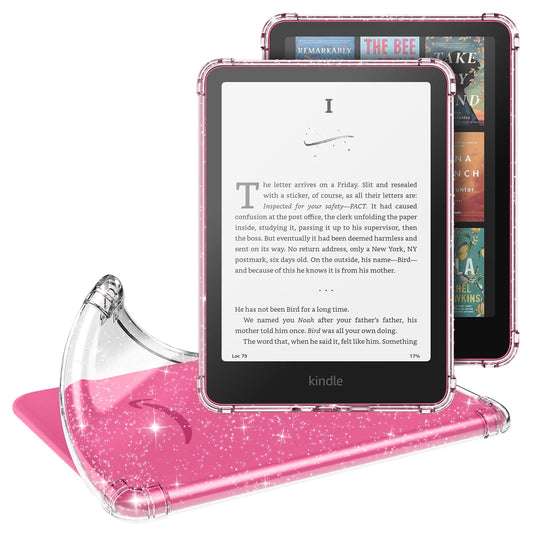 MoKo case for 7" Kindle Paperwhite(12th Gen) 2024 and Kindle Colorsoft Signature Edition (1st Gen), Ultra-thin Soft TPU Clear Back Case Transparent, Clear Glitter
