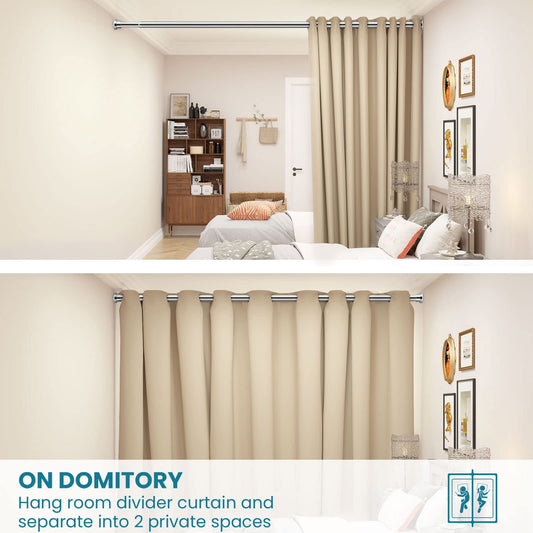 Telescopic rod - Extendable 155 to 260cm shower curtain rod without drilling adjustable clothes rod by twisting Adjustable, including 12 shower rings - Secure grip - Stainless steel shower rod