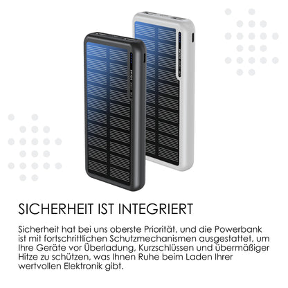 Boompods Obi Solar 10000mAh Solar Powerbank - Fast-charging charger with USB-C & 2X USB ports, Outdoor Power Bank with solar panel, Durable charging station for mobile phones, tablets and travelling, White