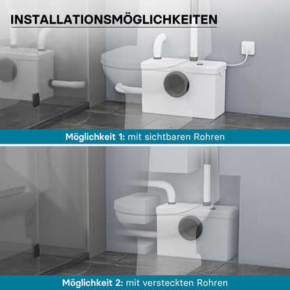 Wiltec 3/1 small lifting station 600W with shredder, lifting system up to 10m height, wastewater lifting system with 3 inlets, sewage lifting system for toilet and shower.