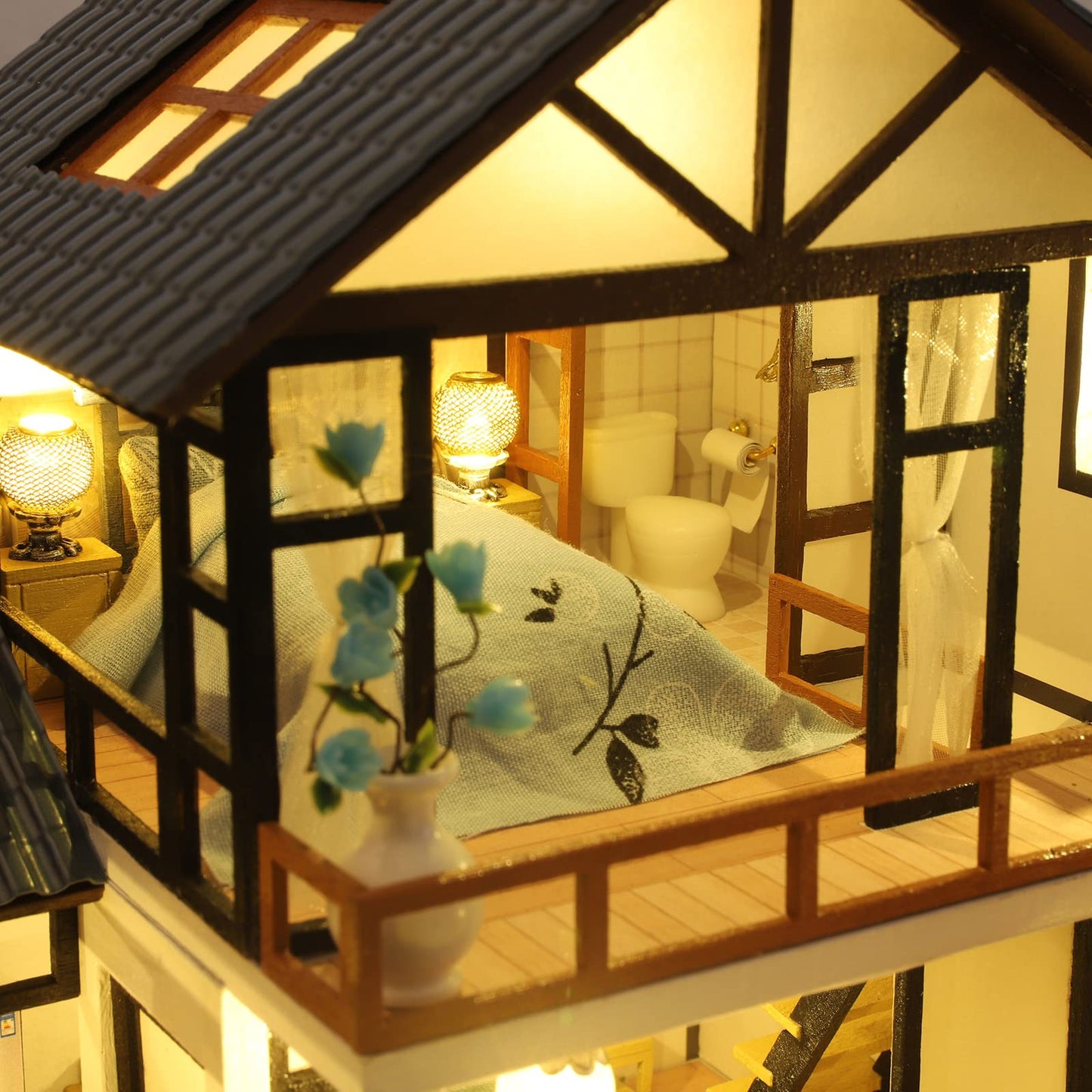 Cute and fun DIY Miniature Dollhouse Kit for building a miniature house with music, furniture, and tools. Build your own creative craft gift idea (Oriental Villa).