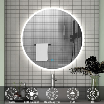 LED bathroom mirror round 60 cm touch demisting wall mirror with lighting light mirror Alpha series