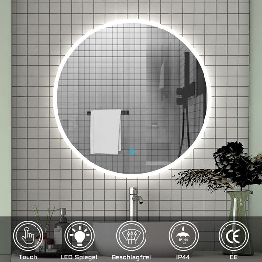 LED bathroom mirror round 60 cm touch demisting wall mirror with lighting light mirror Alpha series