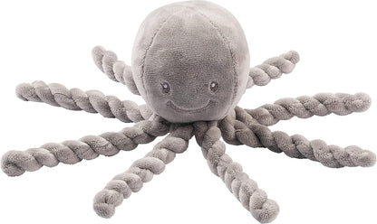 Nattou 877558 Octopus Plush Toy, For Newborns and Preemies, 23 cm, Lapidou, Grey