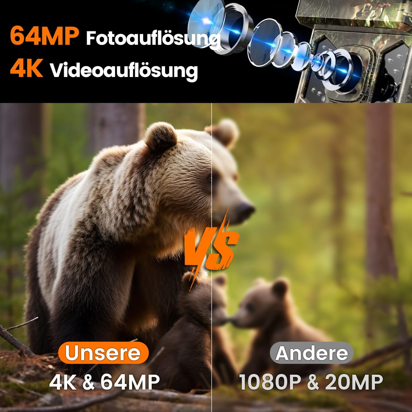 XTU Trail Camera with Cell Phone Transmission App, 4K WiFi Wildlife Camera with Motion Sensor Night Vision, Includes 32GB SD Card, IP66 Waterproof, Built-in 2600mAh Rechargeable Lithium Battery, 0.2S Trigger