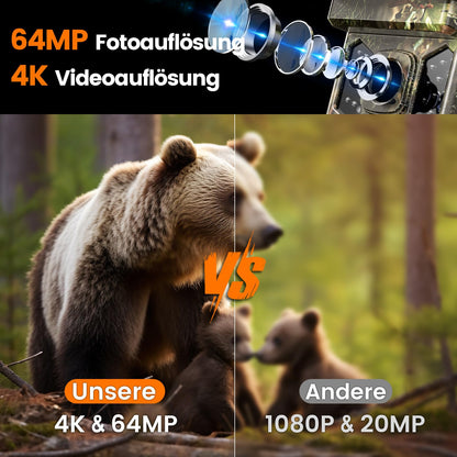 XTU Trail Camera with Cell Phone Transmission App, 4K WiFi Wildlife Camera with Motion Sensor Night Vision, Includes 32GB SD Card, IP66 Waterproof, Built-in 2600mAh Rechargeable Lithium Battery, 0.2S Trigger
