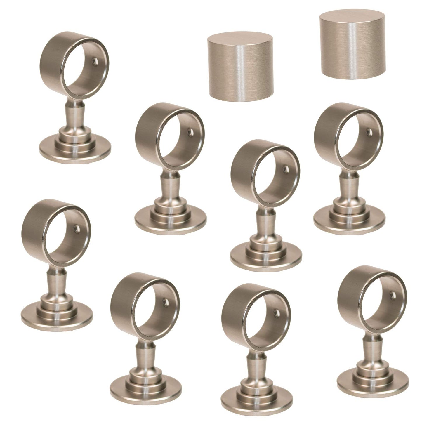 2 end caps and 8 rope holders "nickel matte" for 30mm handrail rope