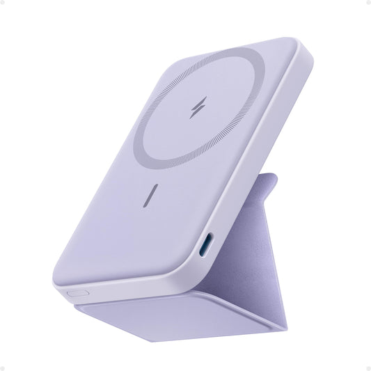 Anchor 622 Magnetic Wireless Power Bank (MagGo), 5000mAh folding magnetic power bank with USB-C for iPhone 17/16/15/14/13/12, Lavender