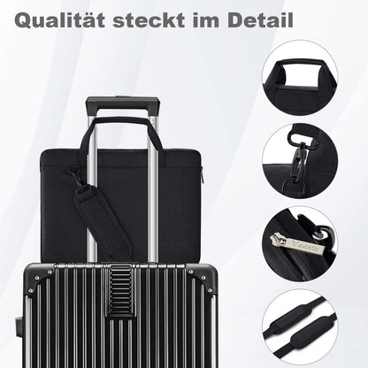 Voova laptop bag for 17 17.3 inch laptops, shoulder bag, carrying case, 360° protection, waterproof, shockproof, black 17.3 inch notebook bag.