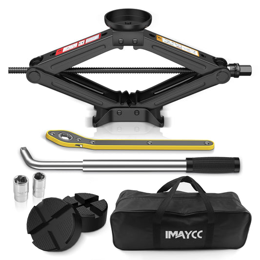 IMAYCC Jack 2.5T/2500kg, Universal scissor jack for car with rubber pad, Portable jack with lug wrench, Car emergency kit for SUV MPV, Ideal for maintenance and repair.