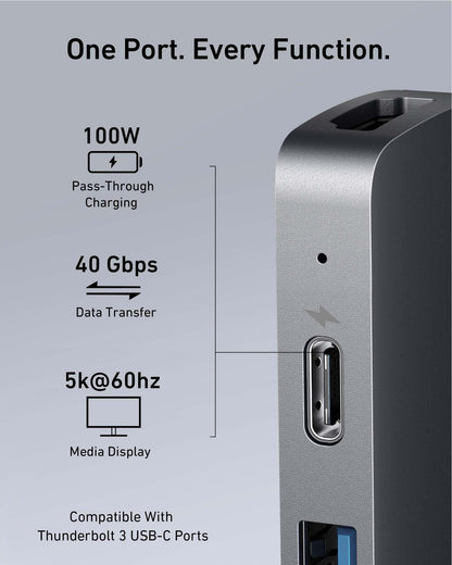 Anchor PowerExpand Direct 7-in-2 USB-C Hub for MacBook, USB-C adapter with Thunderbolt 3 USB-C (100W PD), 4K HDMI port, USB-C & USB-A 3.0 data transfer, SD & microSD card slot.