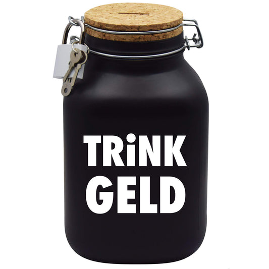 Piggy bank tip money gift idea black XXL