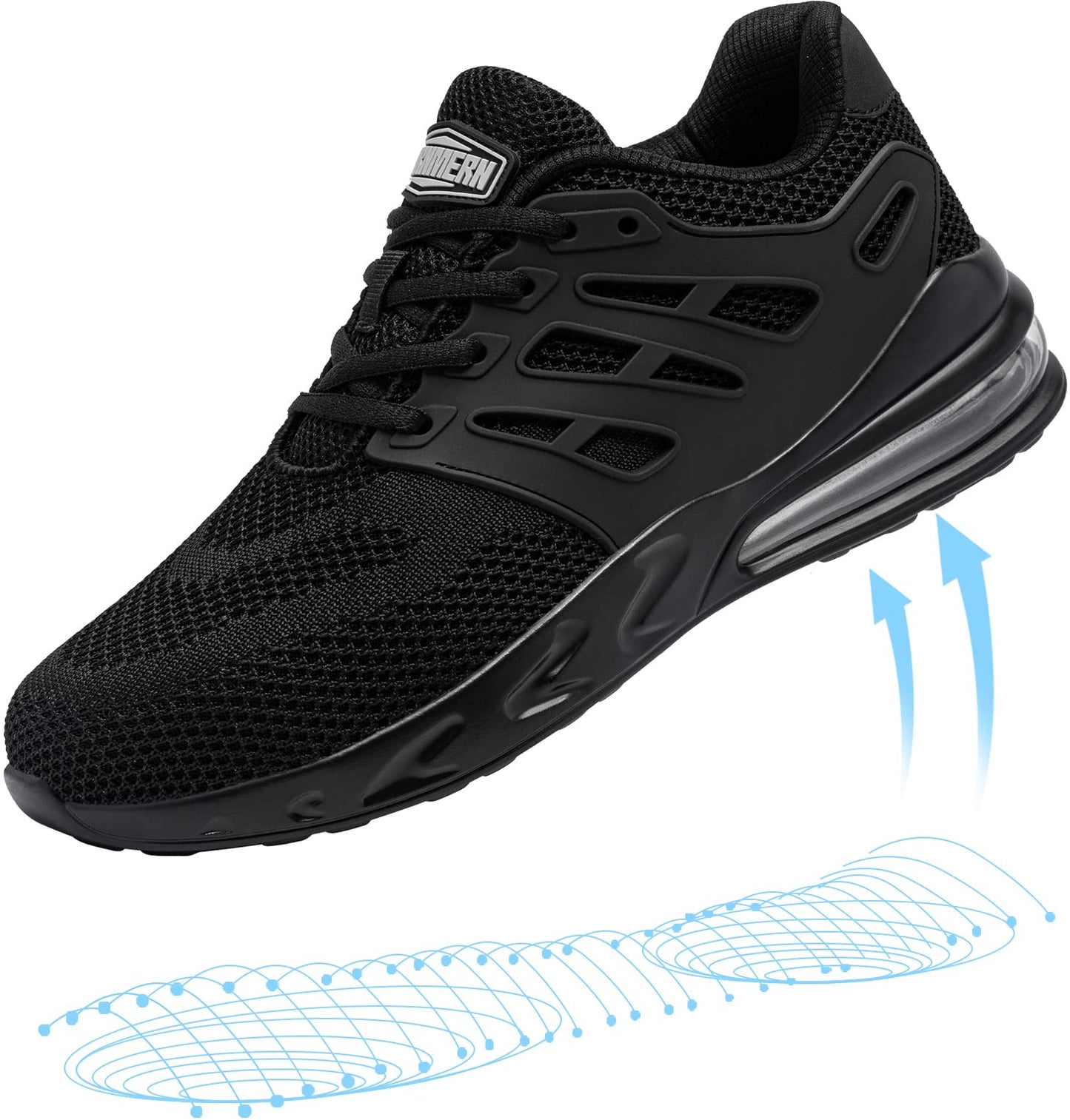 LARNMERN Work Shoes Men Women Safety Shoes S1 Steel Toe Shoes Slip Resistant SRC Lightweight Sporty Air Cushion Breathable Cushioning (42.5EU, Black L213057)