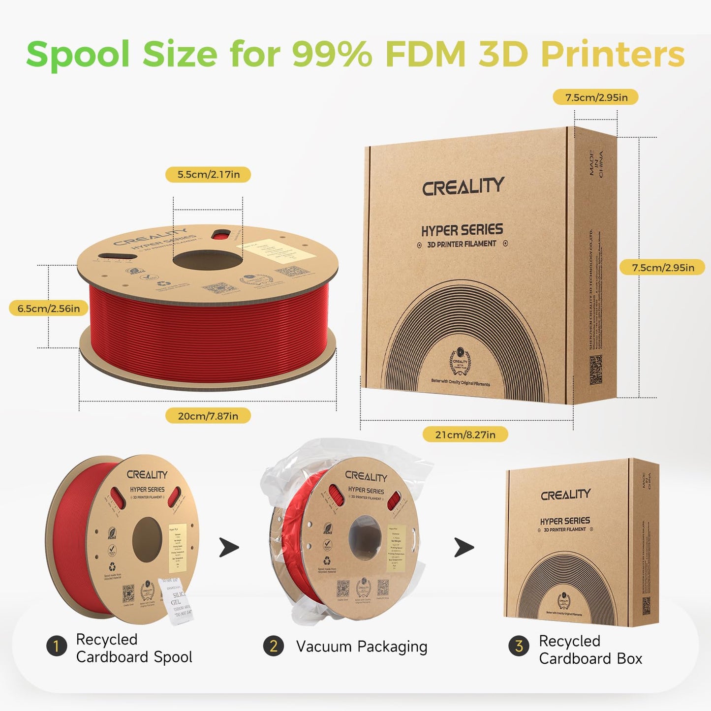 Creality Official Hyper PLA Filament Red 1KG, 3D Printer Filament for high-speed printing, durable and resilient, smooth, overhang performance dimensional accuracy +/-0.03mm, 2.2lbs/Spool.