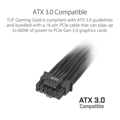 ASUS TUF Gaming 1000W Gold Gaming Power Supply (1000 watts, fully modular, ATX 3.1 compatible, PCIe 5.1, Axial-tech fan, PCB coating, dual ball bearing)