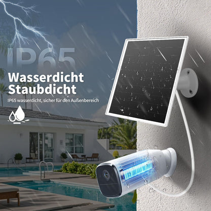 6W solar panel for outdoor installed surveillance cameras with Micro-USB and USB-C port, solar charger for battery cameras, compatible with Wyze/Reolink, fast charging.