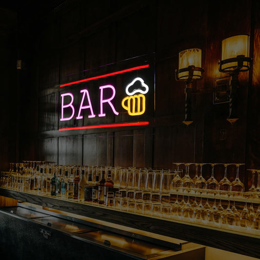 SIGNSHIP Beer Neon Sign BAR Letter LED Neon Light Wall Light for Bar Party Nightclub Man Cave Restaurant Festival Celebration Decor Party Sign
