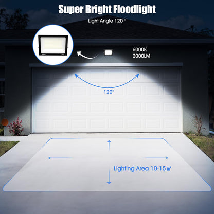 Royana 10-pack 300W LED floodlight outdoor 30000LM super bright LED floodlight 6000K cold white IP65 waterproof LED spotlight, ultra-thin for sports field garage garden backyard hallway