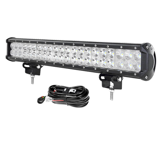PICAA 20 inch 126W LED Lightbar Car 12V With Wiring Harness Led Light Bar Work Light 6000K White Waterproof for Offroad Truck 4WD 4x4 SUV Vehicle UTV ATV