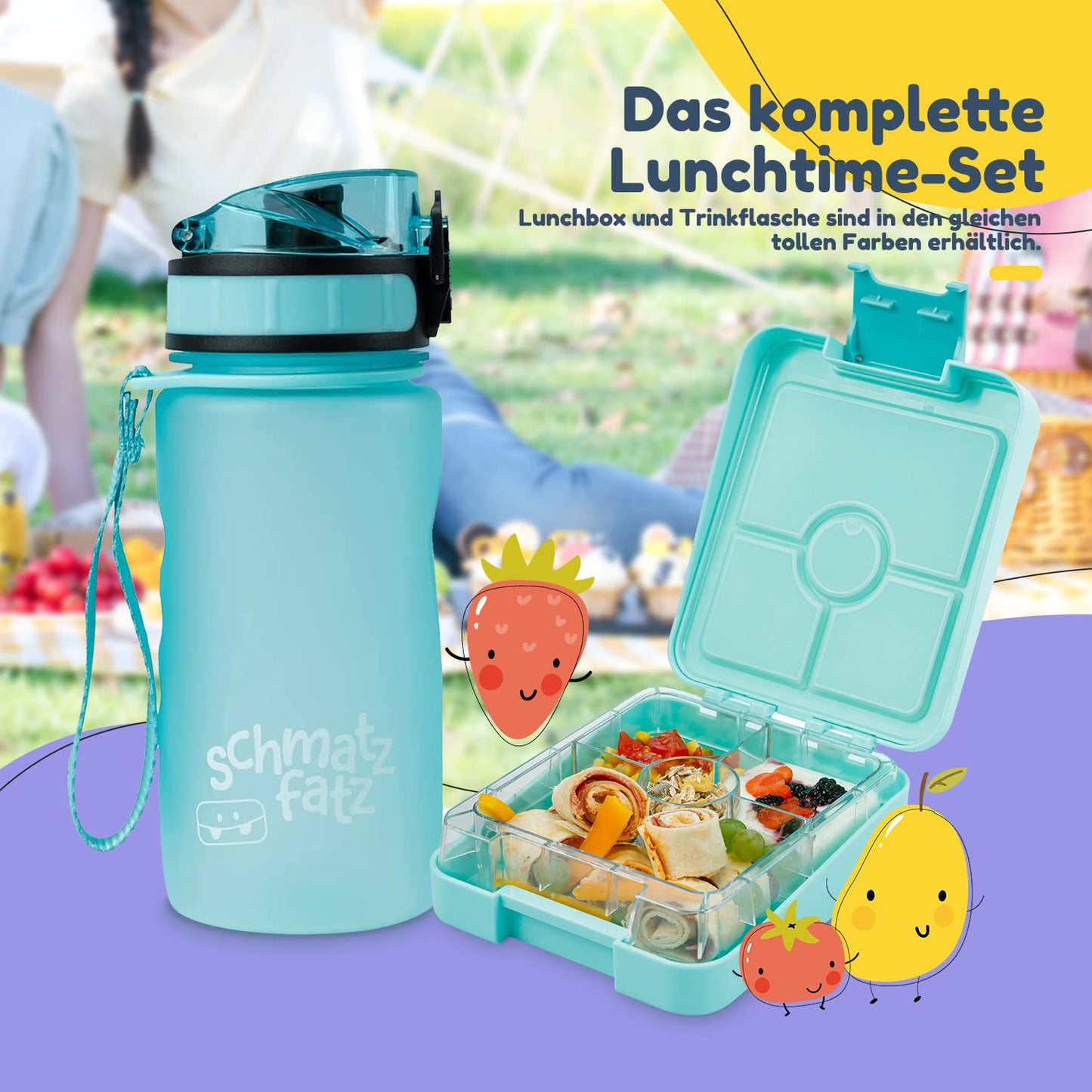 ChompChow Easy kids lunch box with compartments, Colorful divided & leak-proof, BPA-free lunchbox for preschool/daycare, Bento Box, Secure snack box lunch box